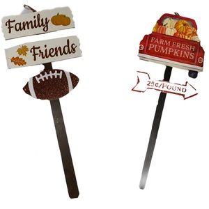 Thanksgiving Pumpkin Football Holiday Lawn Stakes
